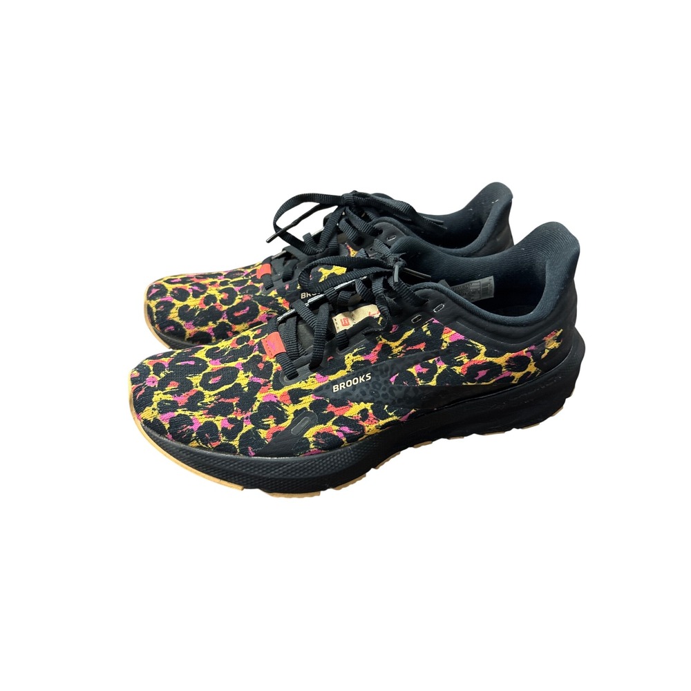 Brooks Launch 9 Women Running Shoes Black Neon Leopard 1203731B747 Size 7.5
